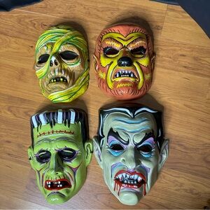 Universal Monsters Four Halloween Monster Masks Dracula Mummy Wolfman  Spirit